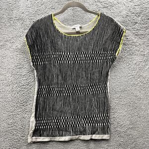 Coldwater Creek Medium Sleeveless Top Modern Vertical Lines Modern Yellow Accent